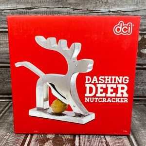 DCI Dashing Deer Nutcracker Silver Metal Reindeer Cracks Nuts By Hand NIB NEW